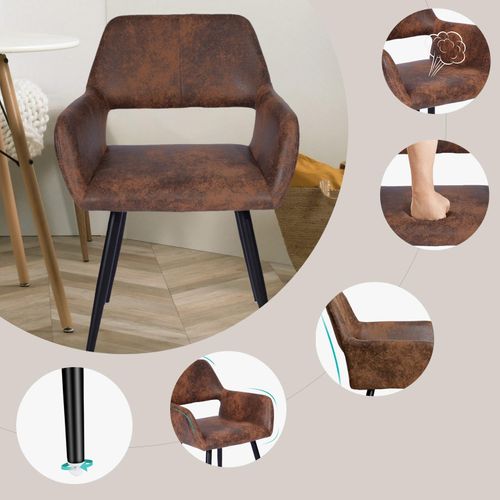 Ensemble Table à Manger Ronde Blanche Mdf Style Scandinave Avec 4 Chaises Tissu Beige Et Marron