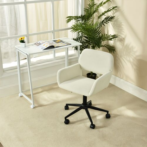 Ensemble De Bureau Pliable Blanc Avec Chaise De Bureau Beige