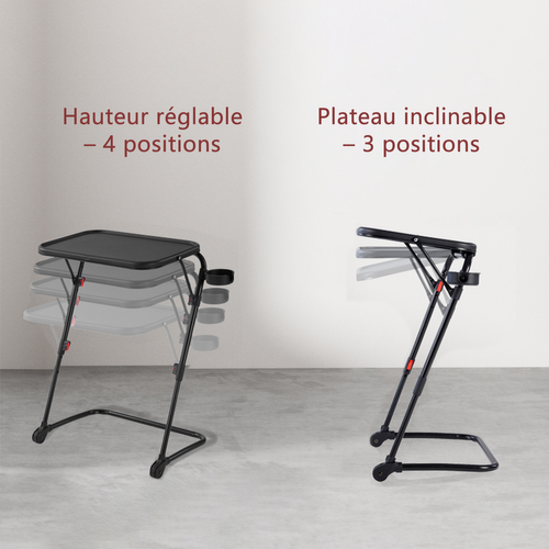 Ensemble De Petit Bureau Pliable Noir Avec Chaise De Bureau Beige