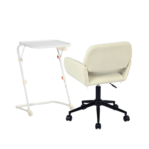 Ensemble De Petit Bureau Pliable Blanc Avec Chaise De Bureau Beige