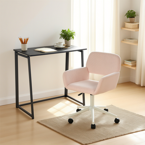 Ensemble De Bureau Pliable Noir Avec Chaise De Bureau Rose