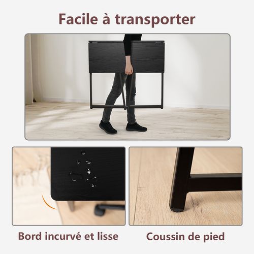 Ensemble De Bureau Pliable Noir Avec Chaise De Bureau Rose