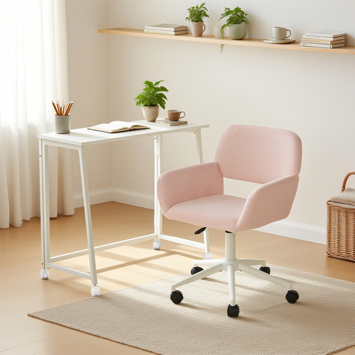 Ensemble De Bureau Pliable Blanc Avec Chaise De Bureau Rose
