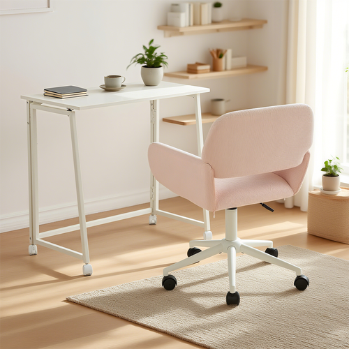 Ensemble De Bureau Pliable Blanc Avec Chaise De Bureau Rose