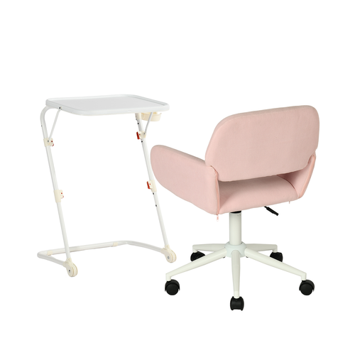 Ensemble De Petit Bureau Pliable Blanc Avec Chaise De Bureau Rose