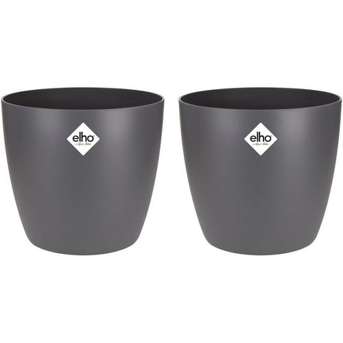 Lot De 2 Pots De Fleur Rond brussels - 17 L - Ø 25,1 X H 23.2 Cm - Noir