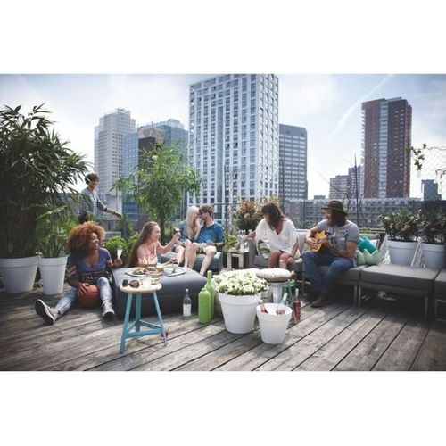 Lot De 2 Pots De Fleur Rond loft Urban - 19 L - Ø 28.5 X H 26 Cm - Noir