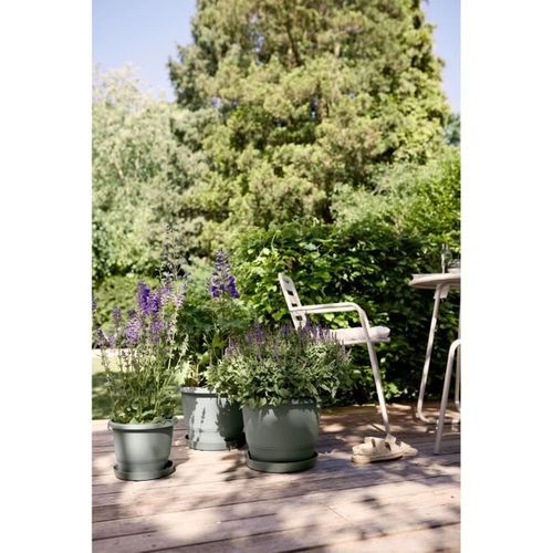 Pot De Fleurs - Elho - Amiga Rond 25 - Vert - L 25 X B 24.5 X H 18 Cm - Extérieur - 100% Recyclé
