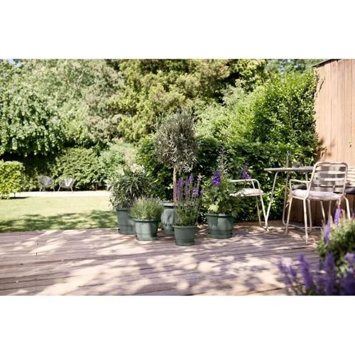 Pot De Fleurs - Elho - Amiga Rond 25 - Vert - L 25 X B 24.5 X H 18 Cm - Extérieur - 100% Recyclé