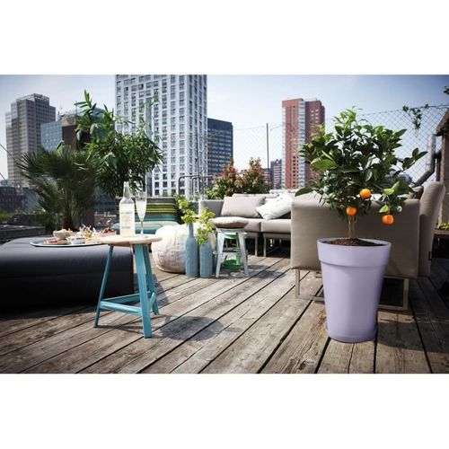 Pot De Fleur - Loft Urban Rond - Haut 35 - Violet - L 34x B33.5x H45cm - Extérieur - 100% Recyclé