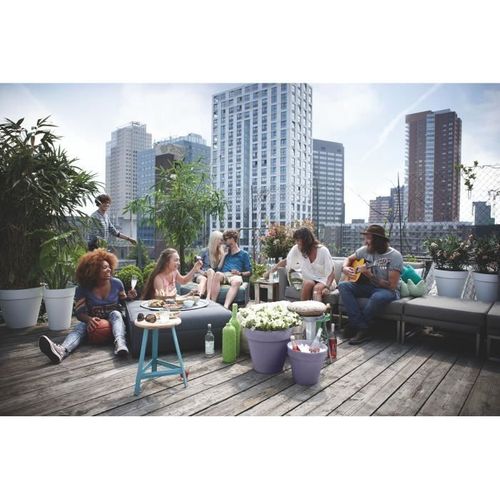 Pot De Fleur - Loft Urban Rond - Roues 50 - Violet - L 49x B48.5x H45cm - Extérieur - 100% Recyclé