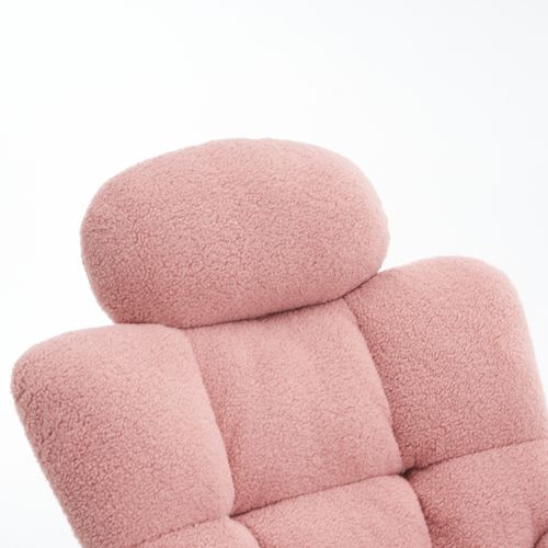 Fauteuil à Bascule Rembourré En Tissu Teddy Pour Salon, Chambre à Coucher, Rose