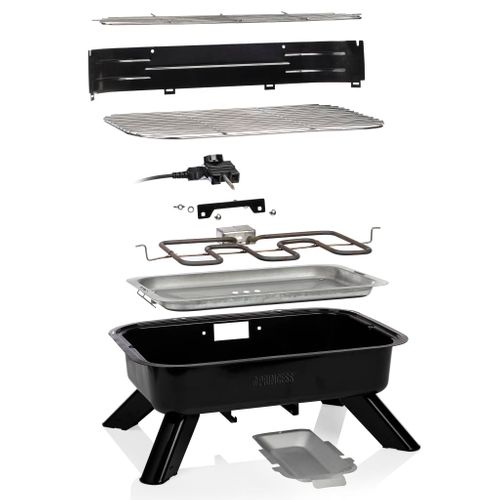 Barbecue Hybride Electrique + Charbon 2000 W Noir