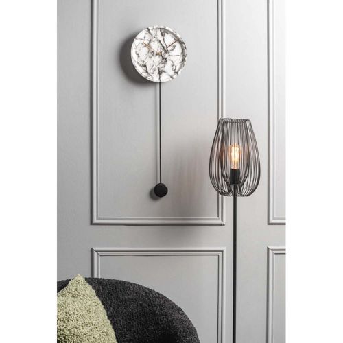 Horloge En Polyrésine Imitation Marbre Pendule Blanc