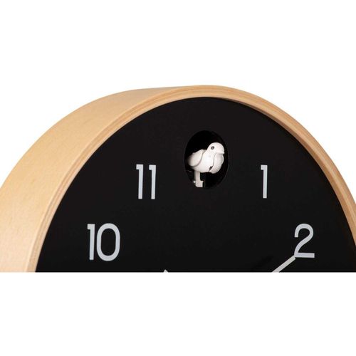 Horloge En Bois De Bouleau Natural Cuckoo Noir