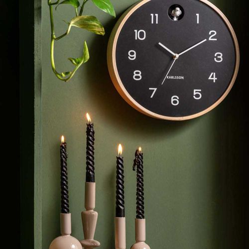 Horloge En Bois De Bouleau Natural Cuckoo Noir