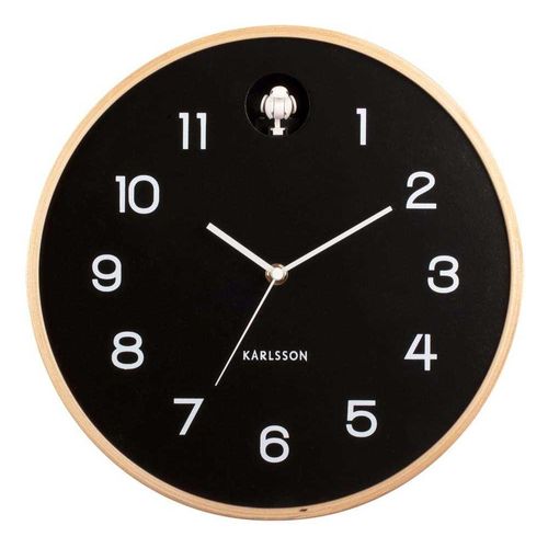 Horloge En Bois De Bouleau Natural Cuckoo Noir
