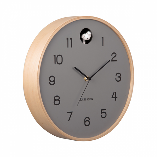 Horloge En Bois De Bouleau Natural Cuckoo Gris
