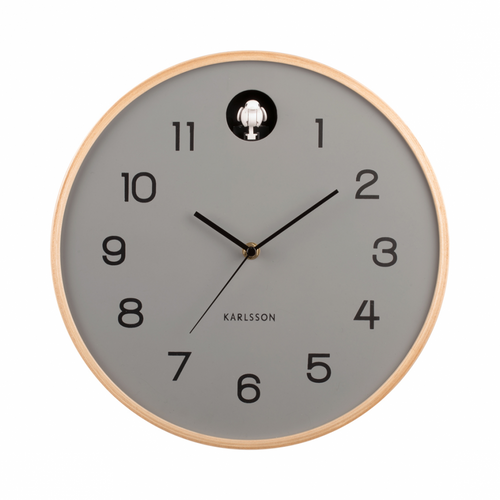 Horloge En Bois De Bouleau Natural Cuckoo Gris
