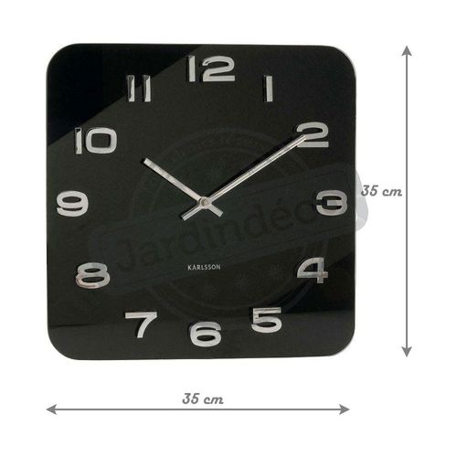 Horloge Carrée Vintage En Verre 35 Cm Noir