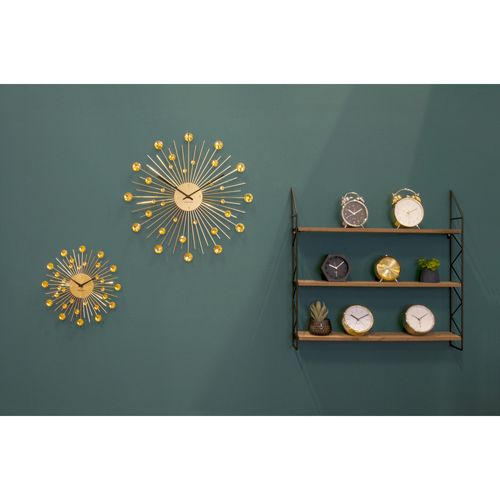 Horloge Ronde En Métal Sunburst 50 Cm Doré