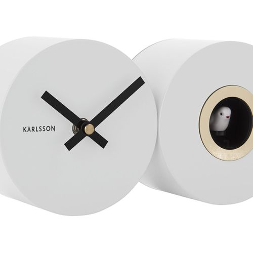 Horloge Murale Duo Cuckoo - Blanc - 26 X 7,2 X 13 Cm - Karlsson