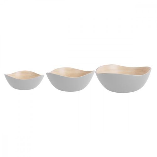 Lot De 3 Saladiers Rond En Bambou Blanc