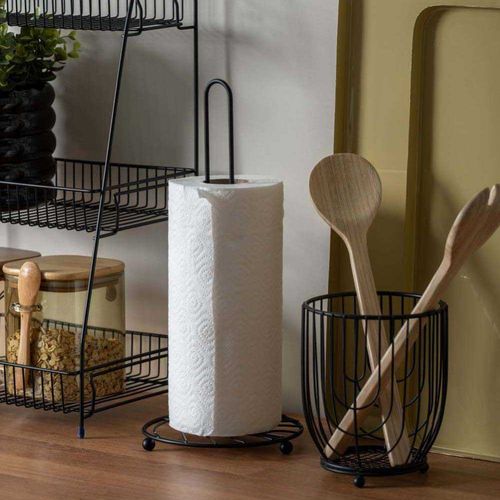 Support à Essuie-tout En Métal Wired Noir