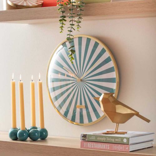 Horloge En Métal Candy Swirl Dome Turquoise