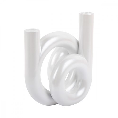 Bougeoir Ring H20cm Blanc