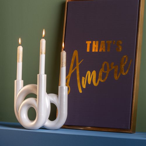 Bougeoir Ring H20cm Blanc