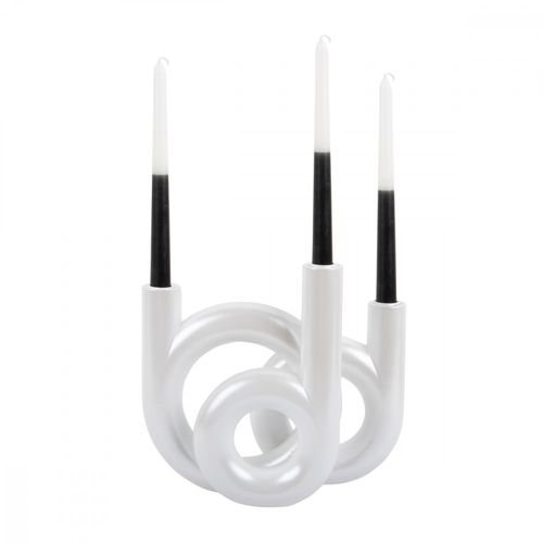 Bougeoir Ring H20cm Blanc