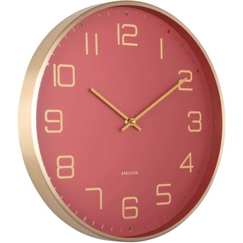 Horloge Murale Ronde Elegance Glow Rouge