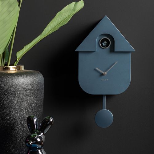 Horloge Coucou Moderne H40cm Bleu Métallique