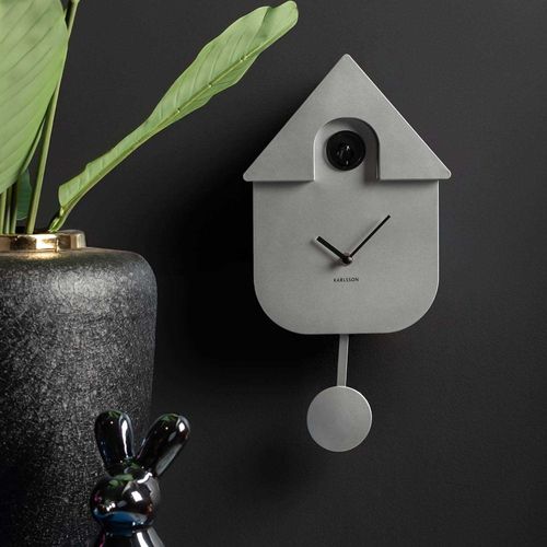 Horloge Murale Moderne Cuckoo Argent Métalique