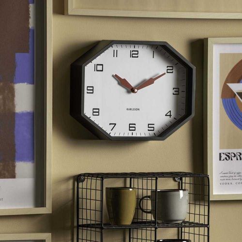 Horloge Murale Octogonale En Résine Factory Noir