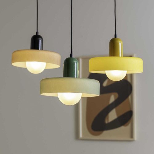 Lampe Suspendue En Verre Opaco Grato Jaune