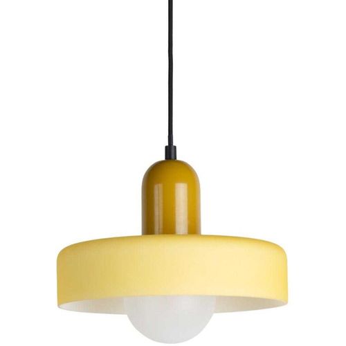 Lampe Suspendue En Verre Opaco Grato Jaune