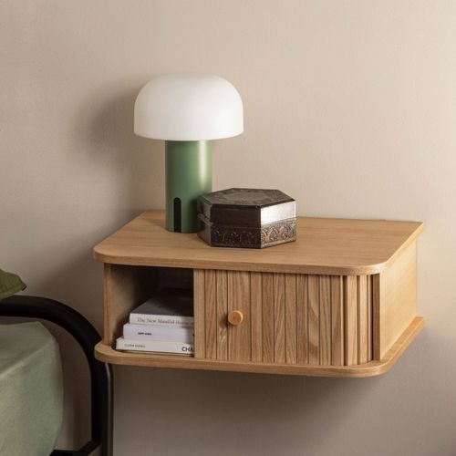 Table De Chevet Suspendue 1 Porte Coulissante En Bois