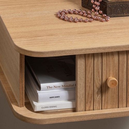 Table De Chevet Suspendue 1 Porte Coulissante En Bois