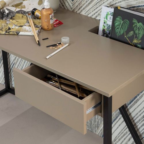 Bureau En Bois Et Métal Avec Tiroir