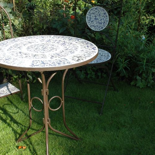 Table En Céramique Et Fer Forgé