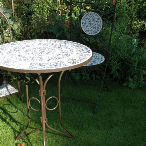 Table En Céramique Et Fer Forgé