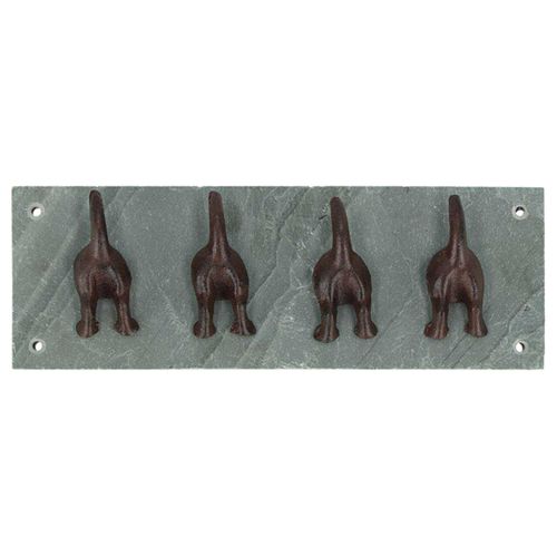 Patère En Ardoise Et Fonte Chiens