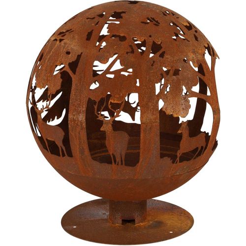 Brasero Rond En Métal Rouillé Forêt