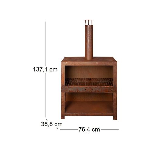 Cheminée D'extérieur Avec Bûcher Intégré Rouillé