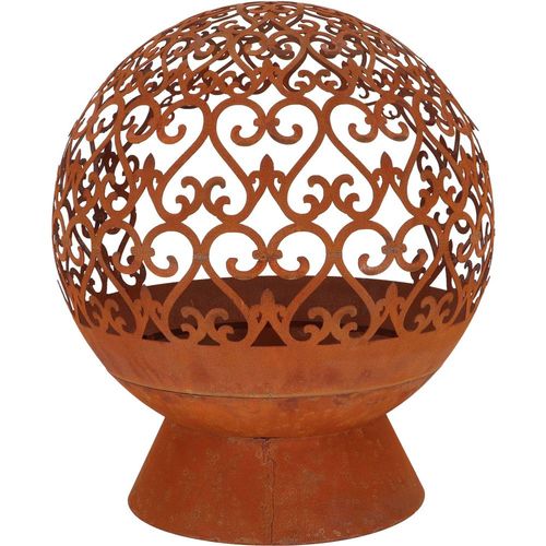 Brasero Rond En Métal Rouillé Arabesque