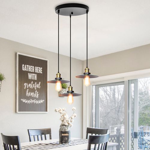 Suspension Vintage 3 Luminaire E27 Lustre Industriel Pour Chambre Cuisine Salle Bar Noir