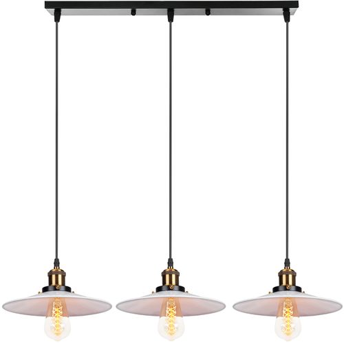 Suspension Vintage E27 Plafonnier De Chambre 3 Lampes Lustre Abat-jour Métal Blanc