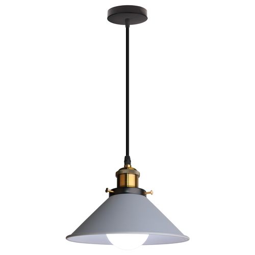 Suspension Moderne Lustre Abat-jour Métal Macaron Eclairage De Plafond Industriel E27 Gris